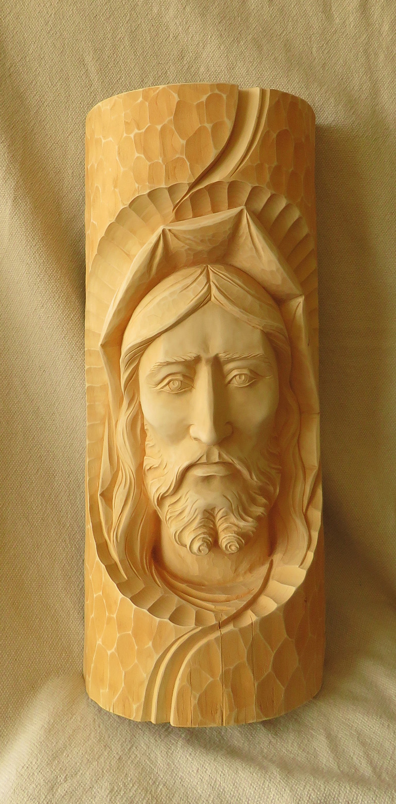 Vyrezávaný obraz pútnika, drevorezba
